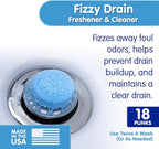 Plink Fizzy Drain Cleaner and Freshener, Prevents Drain Clogs and Buildup, Removes Odors from Bathroom and Kitchen Sinks, Septic-Friendly, Made in the USA, Lemon Scent, 18 Tablets