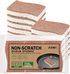 AIDEA Sponges Non Scratch, 12Count, Natural Sponge for Non Stick Cookware, Sponges Kitchen, Cellulose Scrub Sponge for Dishes, Cleaning Power for Kitchen, Bathroom, Household