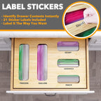 SpaceAid Bag Storage Organizer for Kitchen Drawer, Bamboo Organizer, Compatible with Gallon, Quart, Sandwich and Snack Variety Size Bag (1 Box 5 Slots)