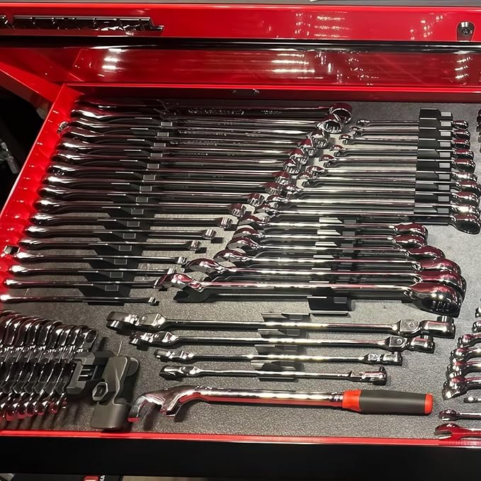 40 PCS Modular Wrench Organizer Pro, Magnetic Base for Tool Drawer Storage and Organization, Durable and Sturdy Black Toolbox, Suitable for Professional Mechanics