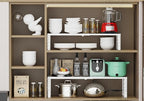 Expandable Adjustable Stackable Kitchen Organizer, Spice Rack,Metal Pantry Storage Shelves Racks,Counter Shelf for Cabinets, Countertop, Cupboard(3 Packs/Large/White)