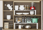 Expandable Adjustable Stackable Kitchen Organizer, Spice Rack,Metal Pantry Storage Shelves Racks,Counter Shelf for Cabinets, Countertop, Cupboard(1 Pack/Medium/White)