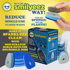 Smilyeez No Plastic Blue Dotted Sponge Refill for Scotch-Brite's Dishwand Refill 10 Pack with Adapter