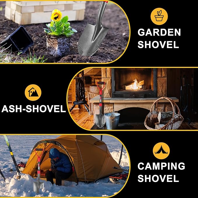 Mini Shovel - 28 inches, Ideal for Digging, Camping, Survival, Kids, Car Use