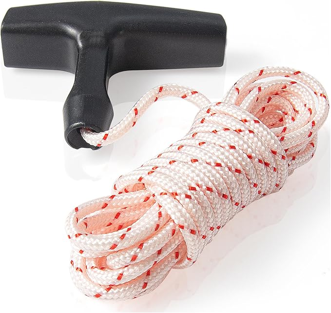 10 ft (3.5mm) Lawn Mower Pull Cord Replacement, High Tensile Strength Pull Rope with Handle for Generator, Weed Eater, Chainsaw, Pressure Washer, and Small Engine