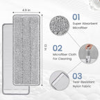 Flat Mop Head Replacement Pads Compatible with Joy-MOOP Mop and Bucket Set, Reusable Washable Squeeze Microfiber Mop Refills for Oshang Bosheng Mop - 13" X 4.9", Grey Only