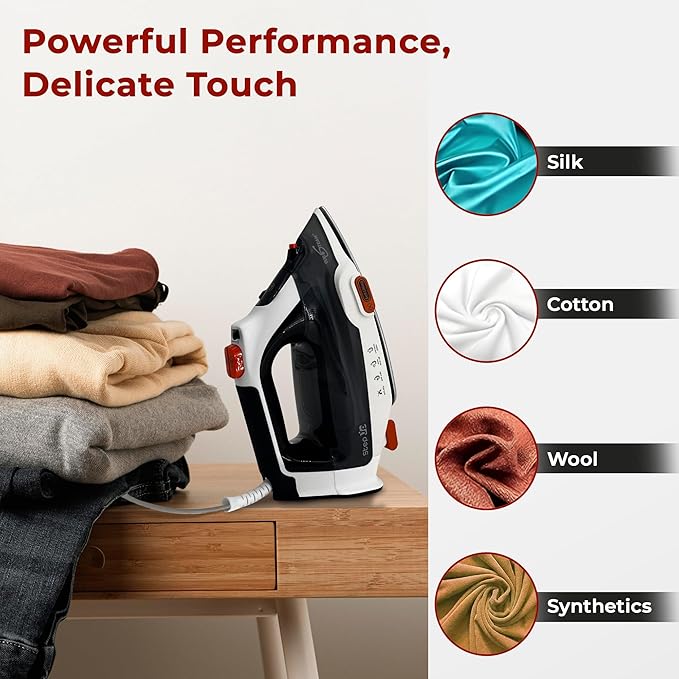 Step Up Iron - Self-Lifting Smart Iron with Ceramic Soleplate - Auto-Lift Safety & Smart Temp Technology for All Fabrics - Ironing Reimagined: Smart, Safe, and Effortlessly Fast