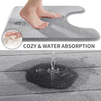 Yimobra Memory Foam Toilet Bath Mat U-Shaped, Commode Contour Rug, Soft and Comfortable, Super Water Absorption, Non-Slip, Thick, Machine Wash and Easier to Dry for Bathroom, 24 X 20 Inches, Grey