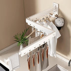 Wall Mounted Collapsible Clothes Drying Rack, Durable Space-Saving Laundry Drying Rack Clothing Hanger, Upgraded with Clips and Windproof Holes