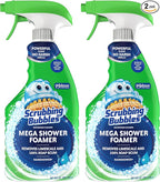 Scrubbing Bubbles Mega Bathroom and Shower Cleaner Spray, Foaming Action Removes Limescale and Soap Scum, Rainshower Scent, 32oz (Pack of 2)