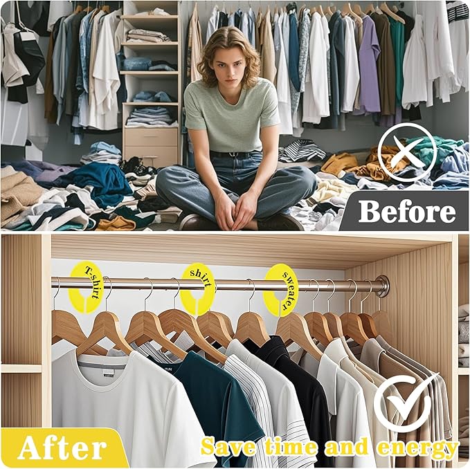 Sukh Baby Closet Dividers 30pcs - Plastic Clothes Organizer Shelf Tags Labels for Clothing Rack Wardrobe Store Warehouse Nursery Must Haves Boutique Supplies Sturdy Durable Flexible No Burrs (Yellow)