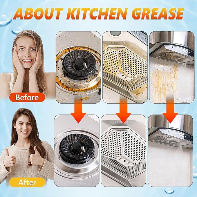Fiell Clean Up Kitchen Oil Stains, Heavy Oil Cleaner Stain,Oil StainsClean Up Kitchen,Clean Up Kitchen Oil Stains Spray-Heavy Duty Degreaser & Foam (2pc)