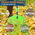 Ultra-Lightweight Leaf Rake, 16.5" Wide Head & 59" Comfort Grip Handle, Gentle Flexible Tines for Safe Use on Grass, Perfect for Yard Cleanup in Flower Beds and Narrow Areas