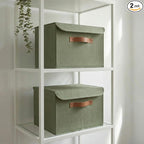 ZICOTO Decorative Linen Storage Boxes with Lids - Large Set of 2 Organizer Bins for Your Home Decor - The Perfect Container to Safely Store Photos, Documents and Memory Box Keepsakes in Style