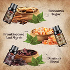 Fall Essential Oils Set, Pumpkin Spice, Frankincense & Myrrh, Cinnamon Sugar, Fall Scented Oil for Candle, Soap Making, Essential Oils for Diffuser Home 6 * 10 ml