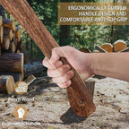 Camping Hatchet -Chopping Axe with Leather Sheath, 14.4" Forged Carbon Steel Wood Splitting Axe for Chopping Camping Survival