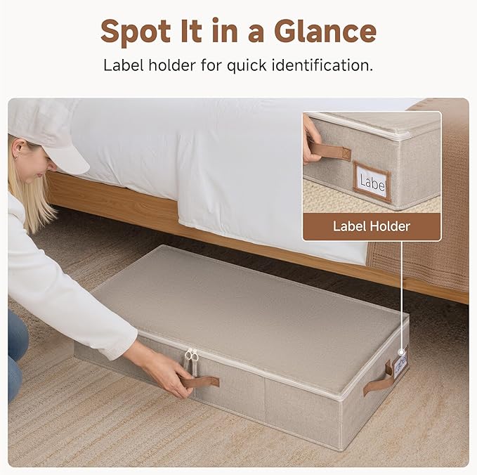 StorageWorks Underbed Storage with Lid, 2-Pack Under Bed Storage Containers for Clothes, Bedding, and Sweaters, Taupe