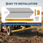 48 Inch Durable Pine Straw Rake Powder Coated Steel Landscape Rake Fits 2" Receiver for Lawn Tractors or ATV/UTV, Orange