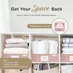 Closet Bins for Organization – 12x12x10 Foldable Boxes for Clothes, Fabric Trapezoid Storage Bins, Storage Baskets, Decorative Storage Baskets, Sweaters, Baby Clothes, Nursery– Pink, 3 Pack