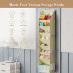 Criusia Shoe Storage, Over the Door Shoe Organizer, Hanging Closet Shoe Storage with Large Deep Pockets, Fits 16–24 Pairs of Sneakers, Sandals, Boots, Beige
