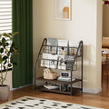 VECELO Magazine Rack FloorStanding,Magazine Display Stand Brochures Newspaper Holders,with 2 Shelves Board for Office,Library,Exhibition Hall,Hospital Indoor&Outdoor,Grey