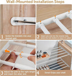 VanlonPro Expandable Closet Shelf Wall-Mounted Metal Storage Rack Adjustable Closet Rod DIY Divider Separator Space Saving for Cabinet Wardrobe Cupboard Kitchen Pantry Cupboard, 45.8-56.5 Inches