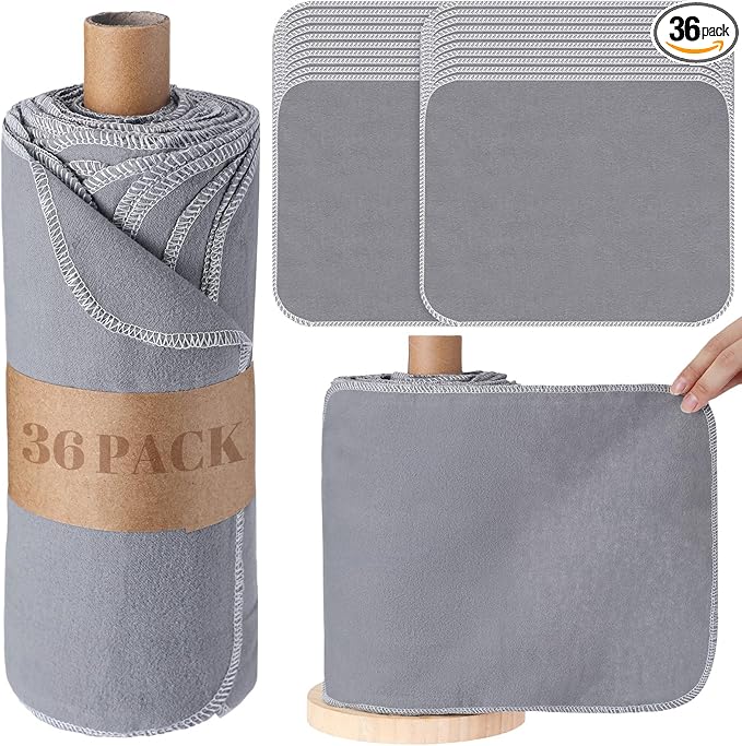 36 Count Reusable Cleaning Cloths Washable Cotton Kitchen Towels for Home(Simple Style,Gray)