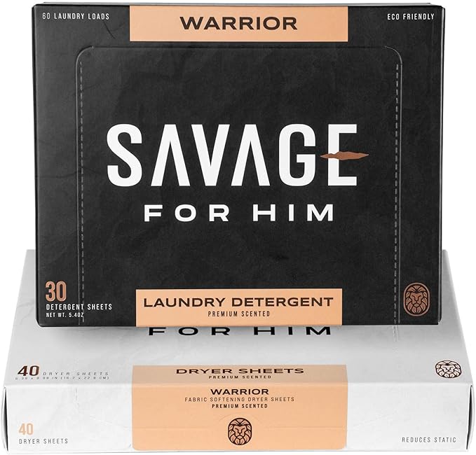 Laundry Detergent Sheets - Laundry Dryer Sheets - No Plastic Jug - Compact & Travel-Friendly - Warrior Scent