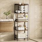 TETOTE Towel Rack for Bathroom 5-Tier Towel Holder with M-Shaped Detachable Dividers Hooks Bathroom Towel Storage Organizer, Rustic