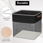 13x13 Cube Storage Bins, Collapsible Fabric Storage Box, 4 Pack Closet Baskets with Handles for Organizing, Shelf, Toys, Clothes, Home, Office, Nursery (Grey&Black)