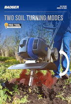 WILD BADGER POWER Garden Tiller 53cc Mini Cultivator 15 inch Powerful Liftable Booster Rod Tilling Tool for Lawn, Garden and Field Soil Cultivation