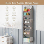 Over The Door Shoe Organizer - Shoe Rack with 8 Tiers, Sturdy Oxford Fabric Storage for Closet, Entryway, Dorm Room, Bedroom, Space Saving Holder for All Types Over The Door Organizer(Grey)