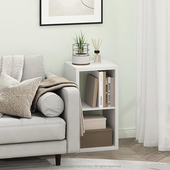 Furinno Cubicle Open Back Decorative Cube Storage Organizer, 2, White