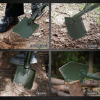 REDCAMP 23" Tri-Fold Folding Shovel for Camping & Car Emergencies, Heavy Duty Tactical Compact Snow/Mud Shovel with OCP Cover, High Manganese Steel Mini Survival Tool (3LBS, Green)