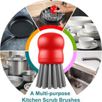 Mini Dish Brush for Cleaning Chicken Shredder, Palm Brush Dish Scrubber with Ergonomic Grip, Kitchen Brush for Washing Dishes, Pans, Pots, Sink (1, Red)