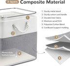 12 x 12 Inch Cube Storage Bins, 4 Pack Fabric Storage Basket with Handles, Foldable Boxes Organizer for Shelf Baskets for Home, Clothes (White/Grey)