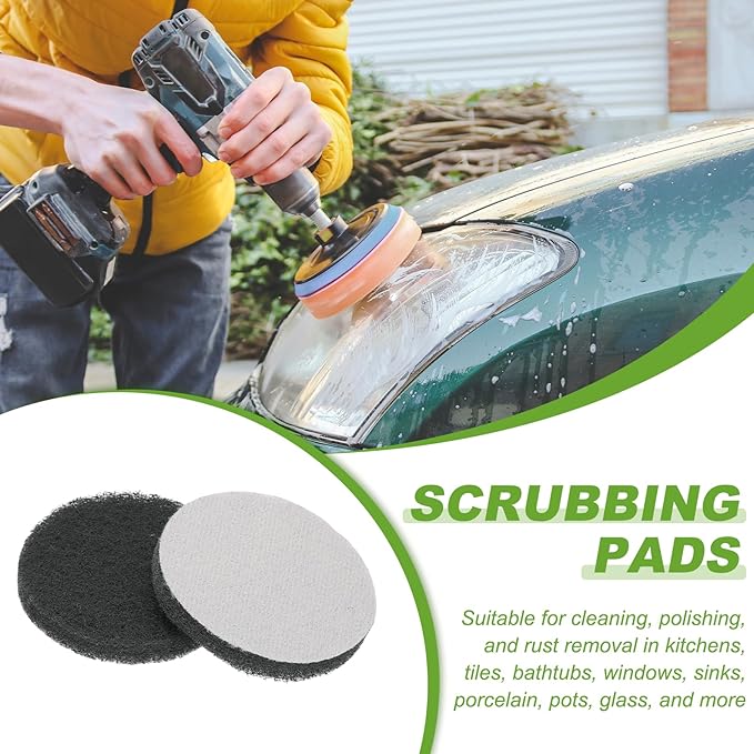 Power Scrub Pads, Scrubbing Pads 800 Grits Scouring Discs - Fitting for (Home Kitchen Cleaning - Drill Attachment - Scrubber Replacement) 20 Pcs & 3 Inch & Gray