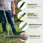 WORKPRO Thatch Rake, 15-Inch Thatching Rake for Lawns, Heavy Duty Dethatcher Rakes with 5FT Handle, Dethatching Rakes with Adjustable Head for Removing Dead Grass and Clippings, Loosening Soil