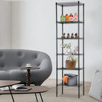 FDW 6 Tier Wire Shelving 17L x 12W x 64H Pantry Shelves Storage Rack Shelving Units Adjustable Metal Shelves for Kitchen Commercial Garage Small Places,Black