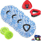 Microfiber Spin Mop Head Replacement 4 Pcs & 2 Chennile Mop Replace & 1 Scrub Brush & 1 Base Combo for Oceda RinseClean 2-Tank System,Mop Replacements Head,Machine Washable for Tub and Tile