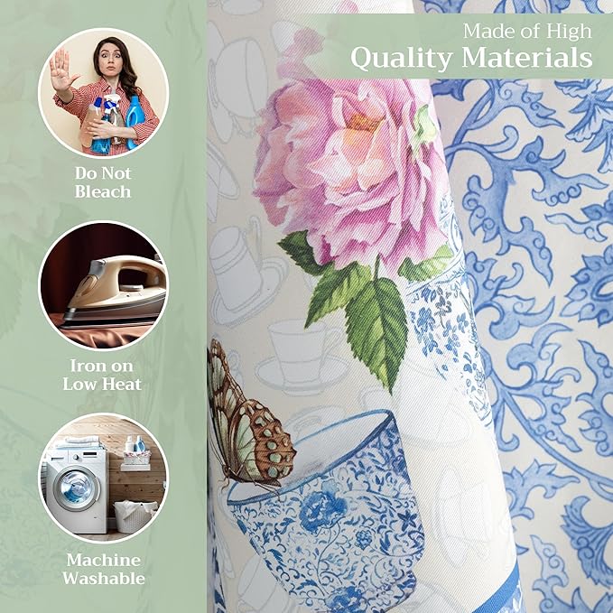 Maison d' Hermine Kitchen Towels Set of 3 100% Cotton 27.50" x 20" Reusable Cloth Tea Dish Towels Absorbent with Hanging Loop for Kitchen, Home, Dining, Cocktail Parties Spring/Summer (Canton)