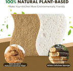 COBETE 12 Pack Natural Biodegradable Kitchen Non Scratch Sponges,Compostable Plant Based Coconut Cellulose Sponge,Eco Friendly Reusable Dish Scrubber Sponge for Pots, Pans & Household Cleaning
