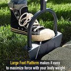 Half Moon Edger Lawn Tool, Manual Step Edger Saw Tooth Garden Hand Edging Shovel with Steel Long Handle for Yard Landscaping Borders Sidewalk Driveways Cable Burying Maintenance Flower Beds Grass