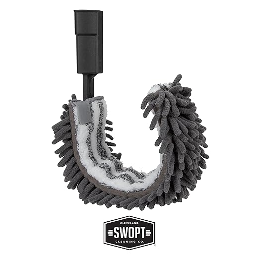 SWOPT 18” Microfiber Dust Mop, Microfiber Flexible Duster, Cotton Mop + 60" Steel Handle, Combo — Cleaning Heads With Long Handle Interchangeable With All SWOPT Cleaning Products — Machine Washable