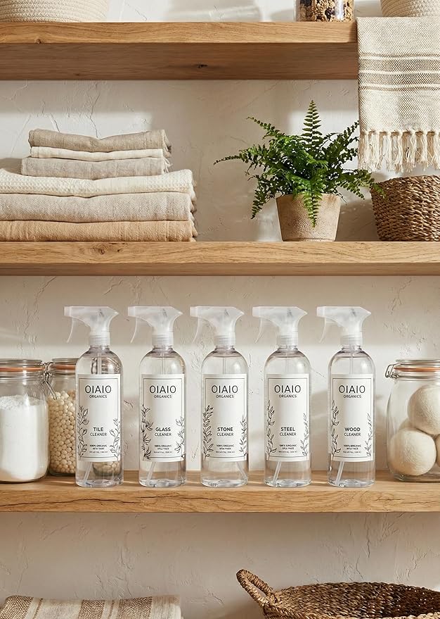Non-Toxic Kitchen Cleaner 3 Pack (Stone, Steel, Glass) - 100% Natural Organic Ingredients that Truly Perform - Light Coconut, Tea Tree & Wood Scent