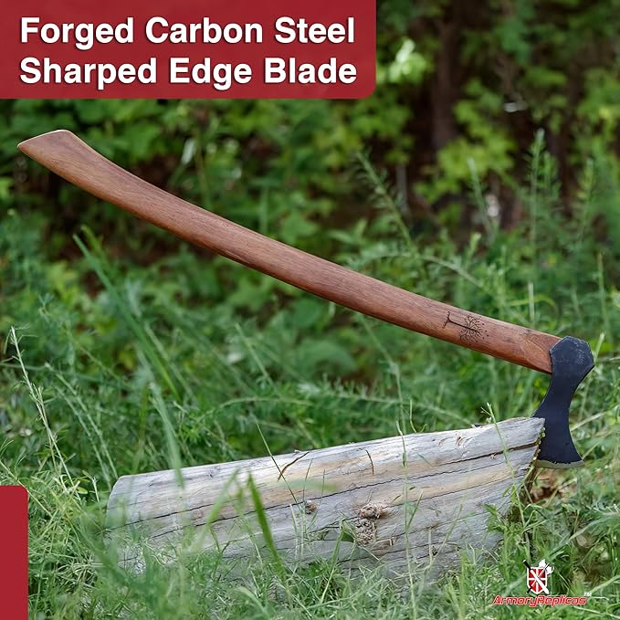 Armory Replicas - Functional Viking Two-Handed Battle Axe - Tempered High Carbon Steel Blackened Livet Efter Replica Anglo-Saxon War Axe