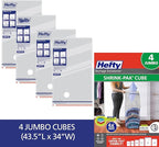 Hefty Shrink-Pak Vacuum Storage Bags – For Clothes, Pillows, Towels, Blankets & More – Space Saver Vacuum Suction Sealer Bags for Home or Travel – 4 Jumbo Cubes, 43.5 x 34 x 18 Inches