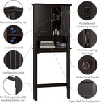 UTEX Bathroom Storage Over The Toilet, Above Toilet Storage Cabinet Organizer with Adjustable Shelves and Double Doors, Espresso