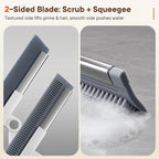 Floor Squeegee for Concrete Floors, 180° Rotating Silicone Broom, Squeegee for Floor with Long Handle and Dual-Sided Blade Design, Water and Pet Hair Remover for Bathroom Floors, Tile, Deck and Glass
