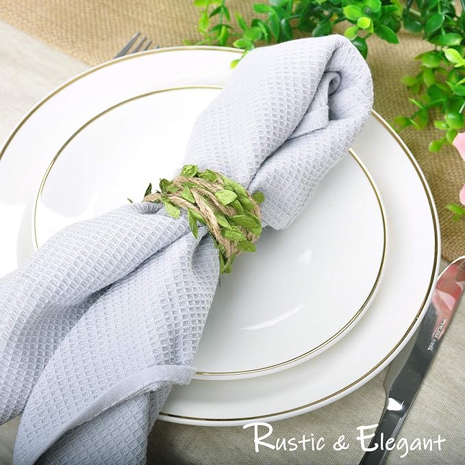 Naidiler 196 Ft Burlap Leaf Ribbon Twine for Crafts for Safari, Jungle, Fairy Party, Woodland Baby Shower, Enchanted Forest Decorations Vines Decor